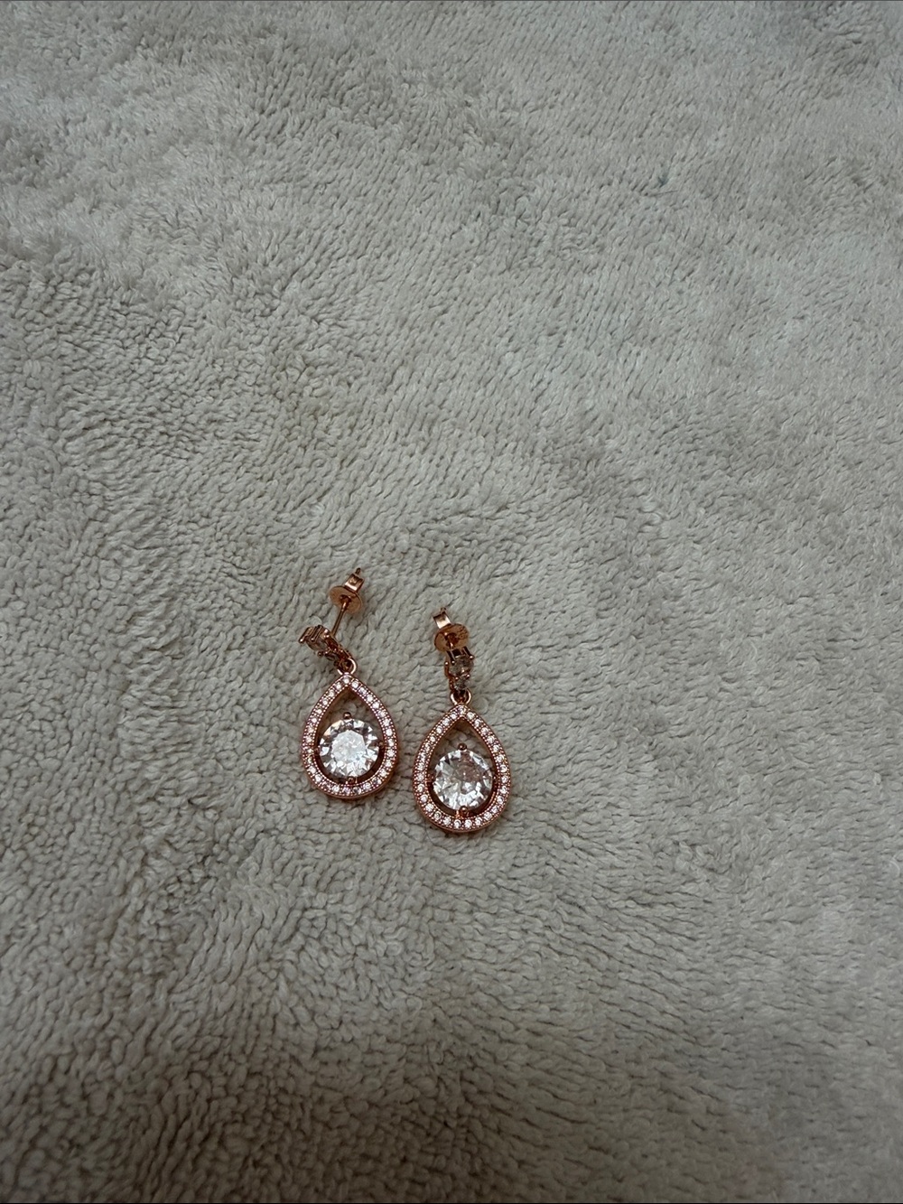 Rose Gold Teardrop Crystal Drop Earrings
